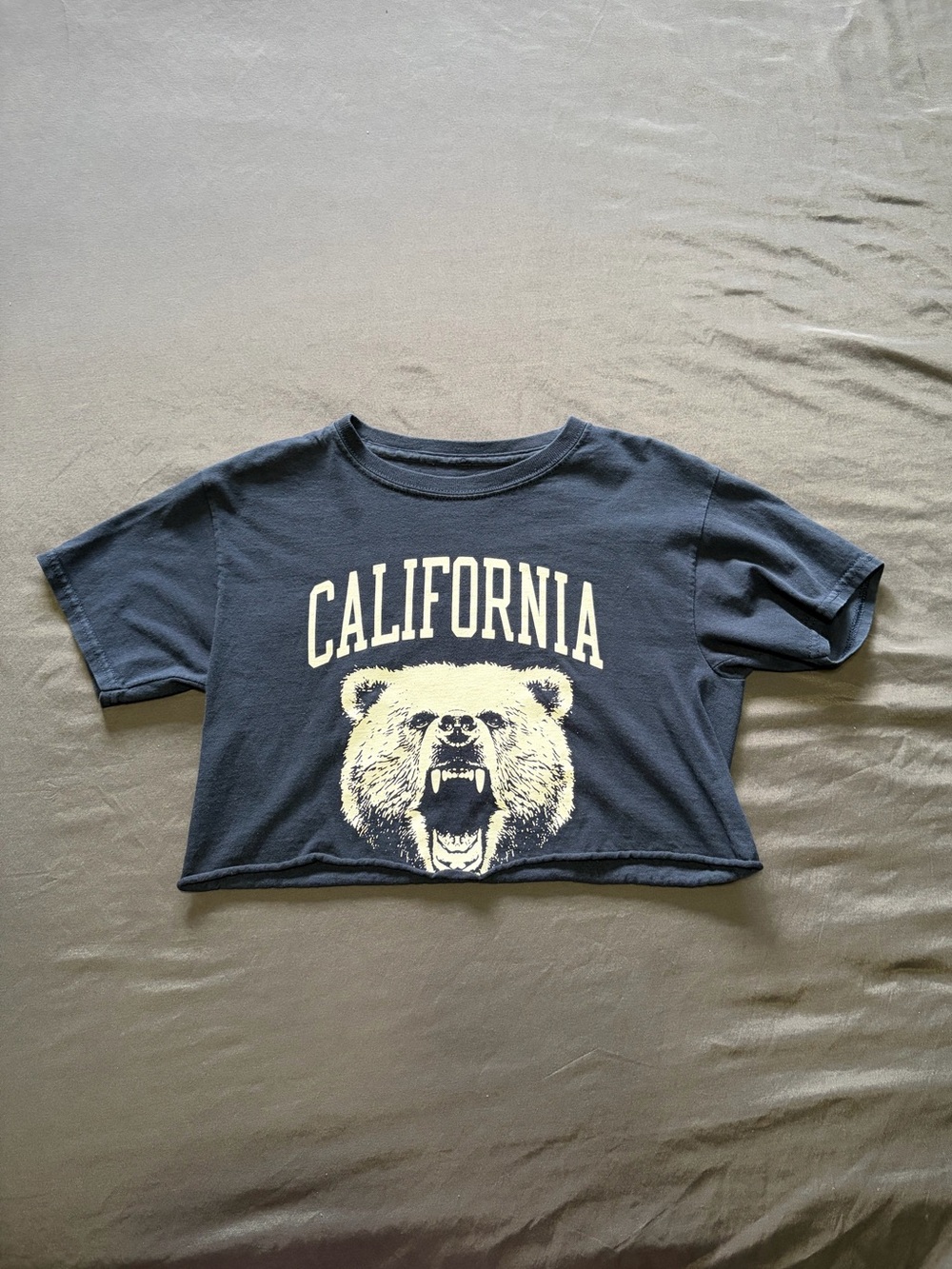 J. Galt Navy blue California Bear Graphic Crop Top